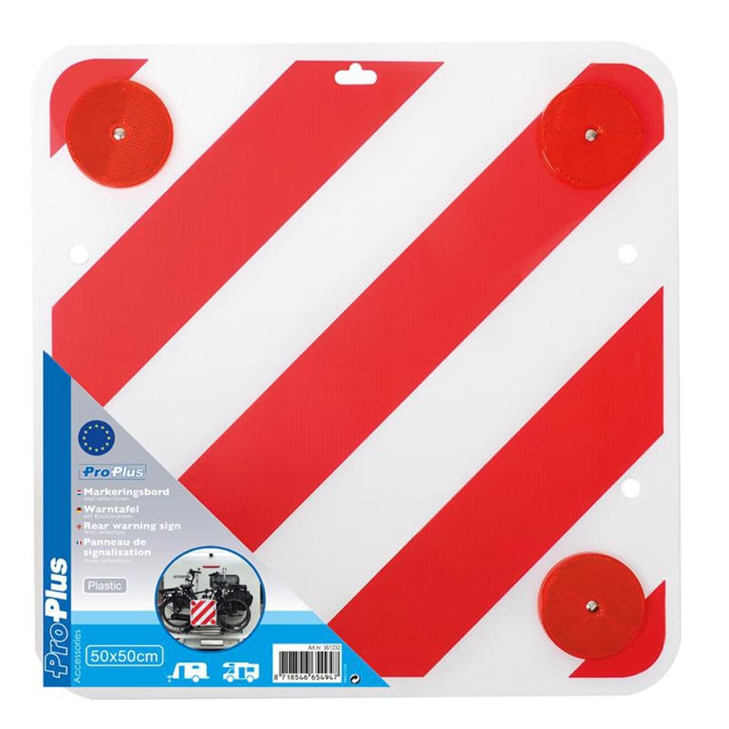 ProPlus Rückwärtiges Warnschild Kunststoff 50x50cm +Reflektoren 361228