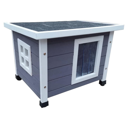 @Pet Outdoor Katzenhaus XL 68,5x54x51,5 cm Holz Grau und Weiß