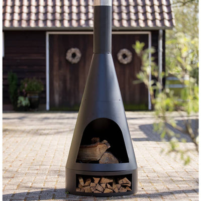 RedFire Gartenkamin Kingston 160x60 cm Stahl Matt-Schwarz