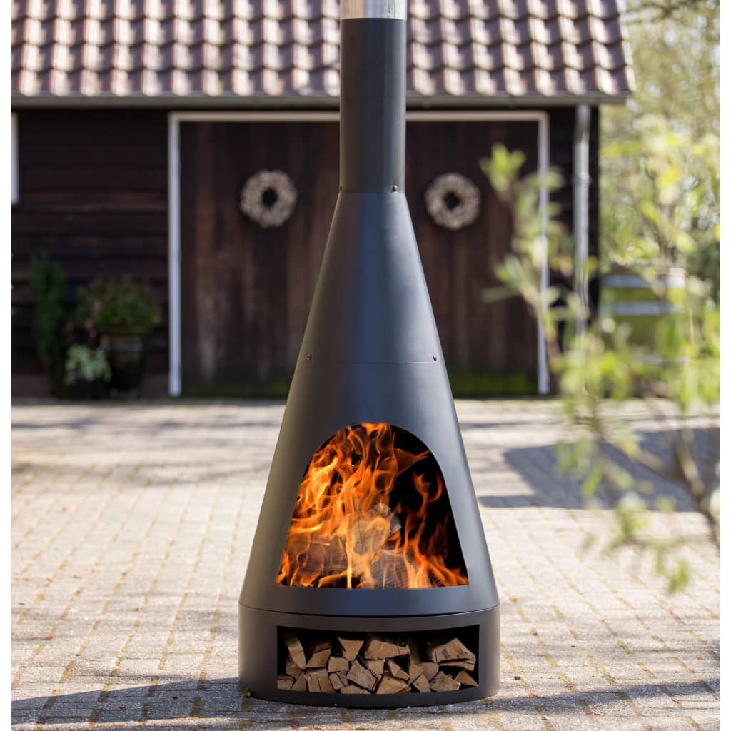 RedFire Gartenkamin Kingston 160x60 cm Stahl Matt-Schwarz