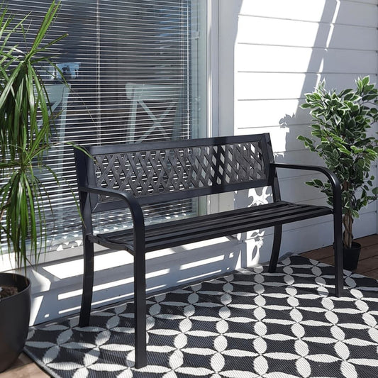 Gartenbank Stahl 119x50x75 cm Schwarz