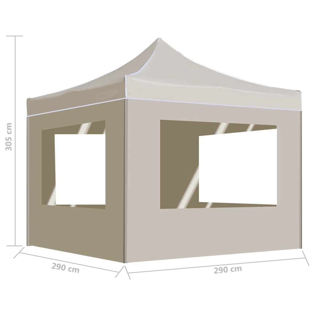 Profi-Partyzelt Faltbar mit Wänden Aluminium 3x3 m Creme