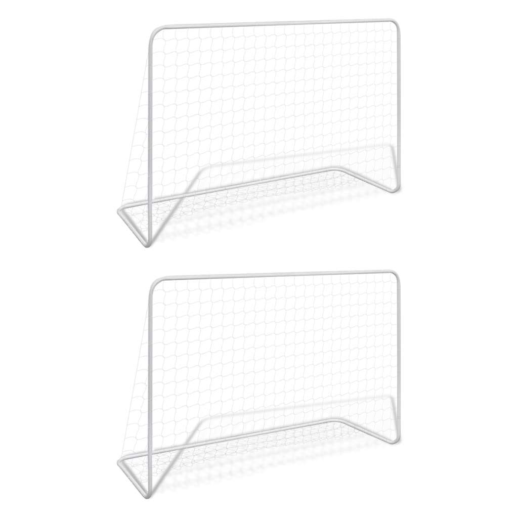 Fußballtore 2 Stk. mit Netzen 182×61×122 cm Stahl Weiß