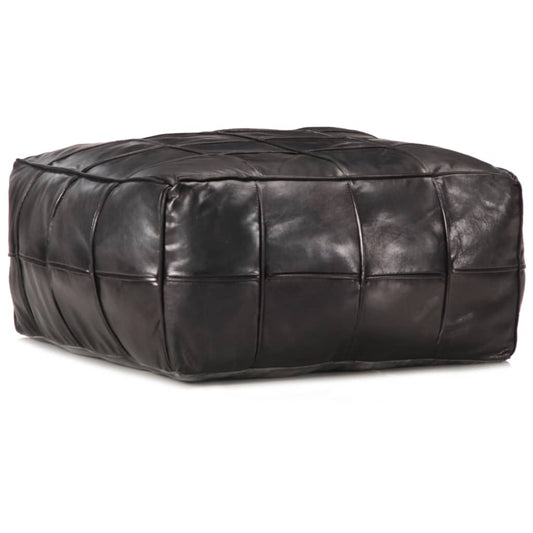 Pouf Schwarz 60 x 60 x 30 cm Echtes Ziegenleder