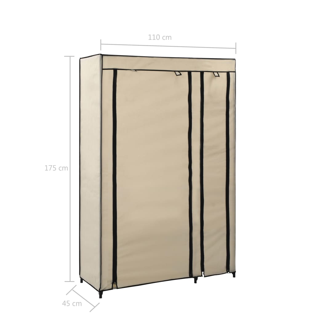 Faltschrank Creme 110x45x175 cm Stoff