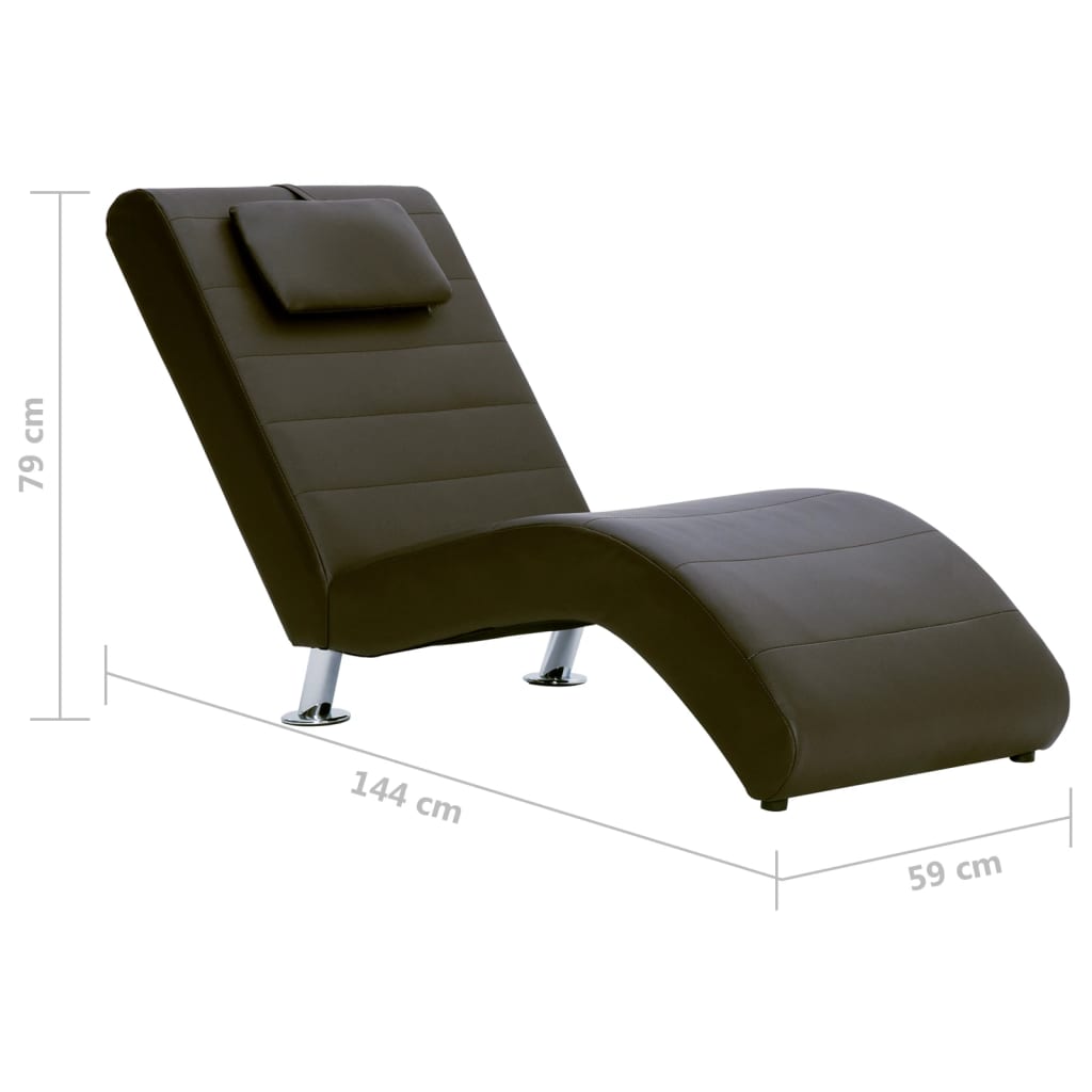 Chaiselongue mit Kissen Braun Kunstleder