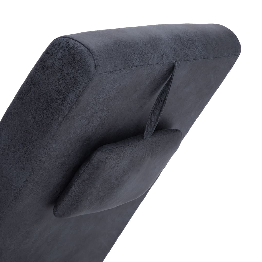 Chaiselongue mit Kissen Grau Wildleder-Optik