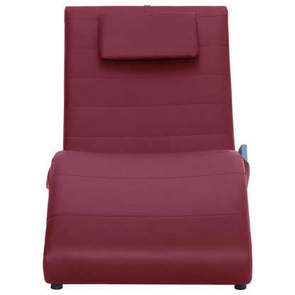 Massage-Chaiselongue mit Kissen Weinrot Kunstleder