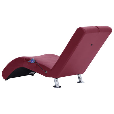 Massage-Chaiselongue mit Kissen Weinrot Kunstleder