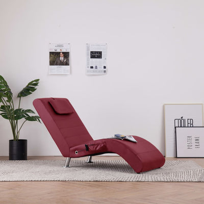 Massage-Chaiselongue mit Kissen Weinrot Kunstleder