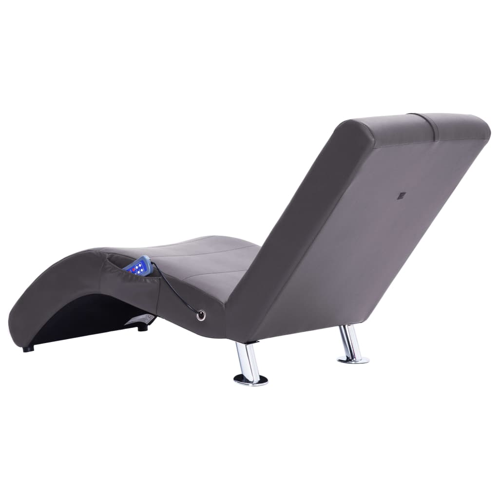 Massage Chaiselongue mit Kissen Grau Kunstleder