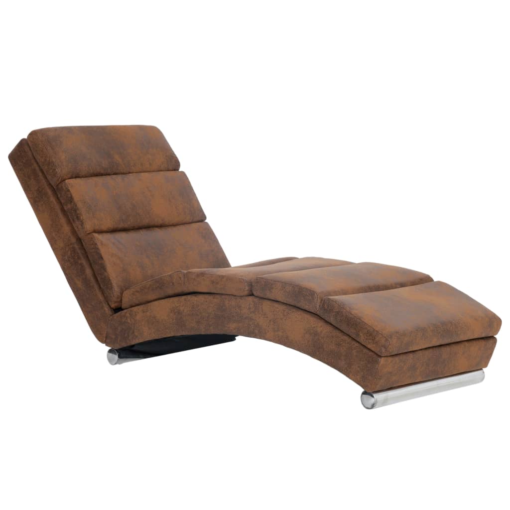 Chaiselongue Braun Wildleder-Optik