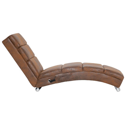 Massage Chaiselongue Braun Wildleder-Optik