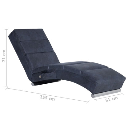 Massage Chaiselongue Grau Wildleder-Optik