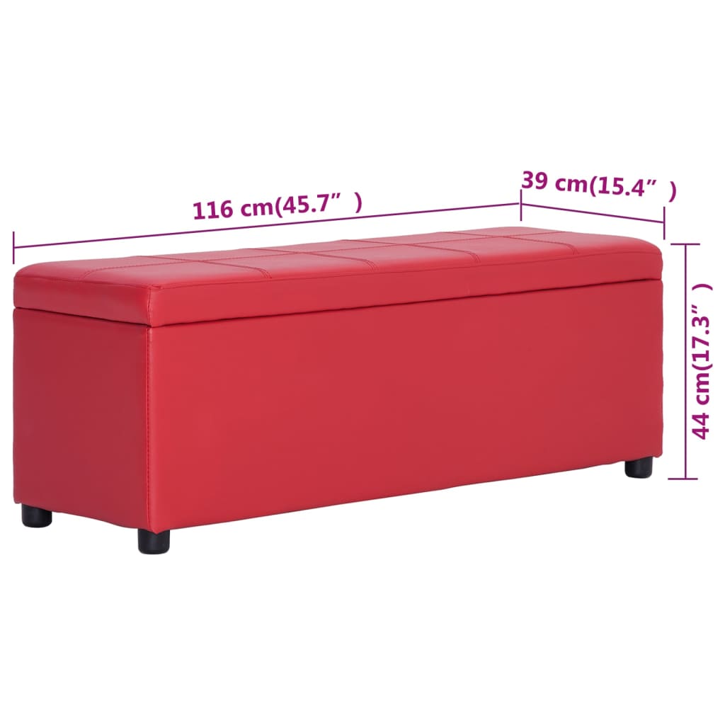 Bank mit Staufach 116 cm Rot Kunstleder