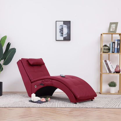 Massage Chaiselongue mit Kissen Weinrot Kunstleder