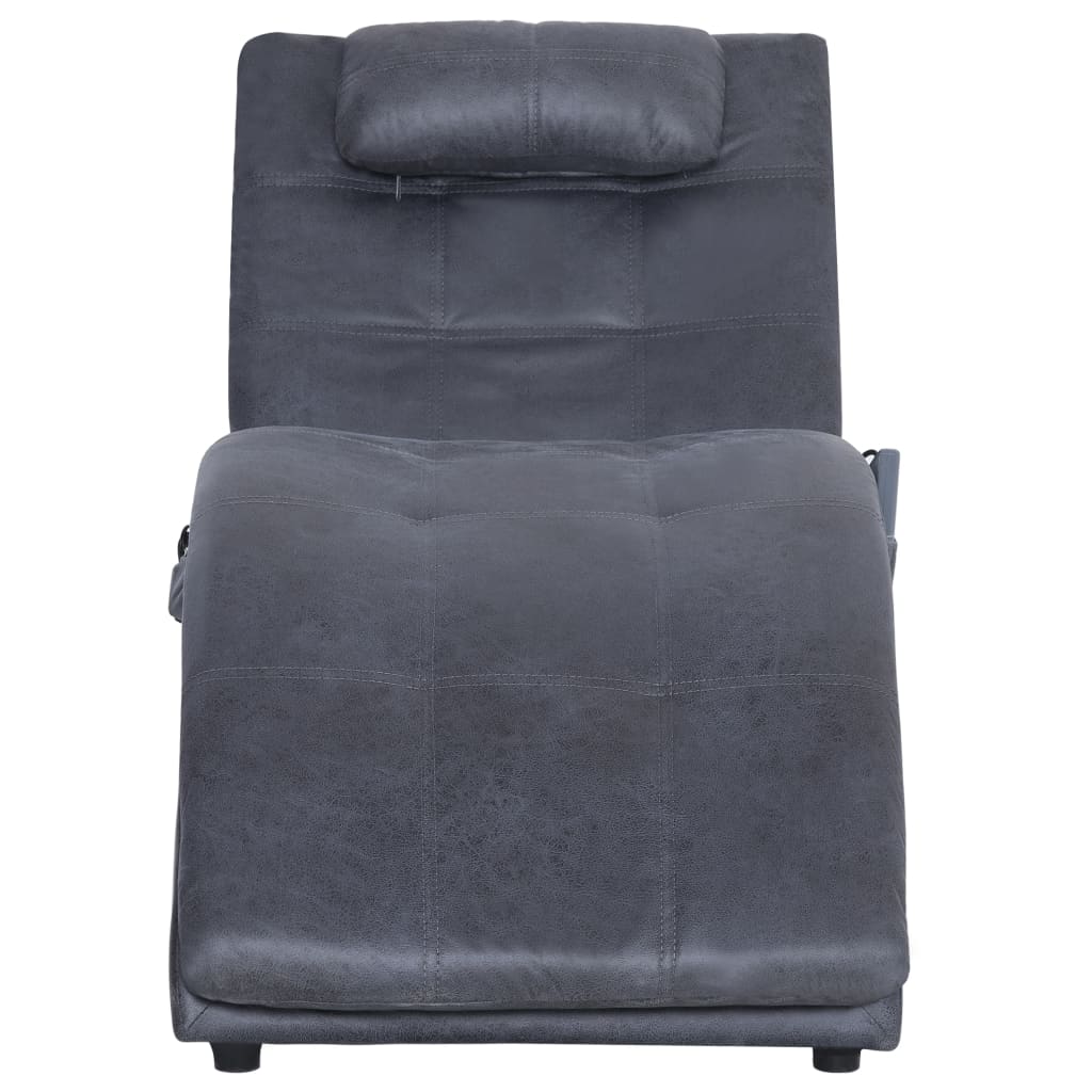 Massage Chaiselongue mit Kissen Grau Wildleder-Optik