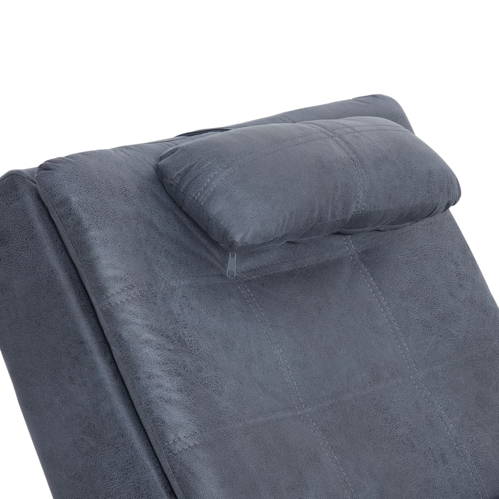 Massage Chaiselongue mit Kissen Grau Wildleder-Optik