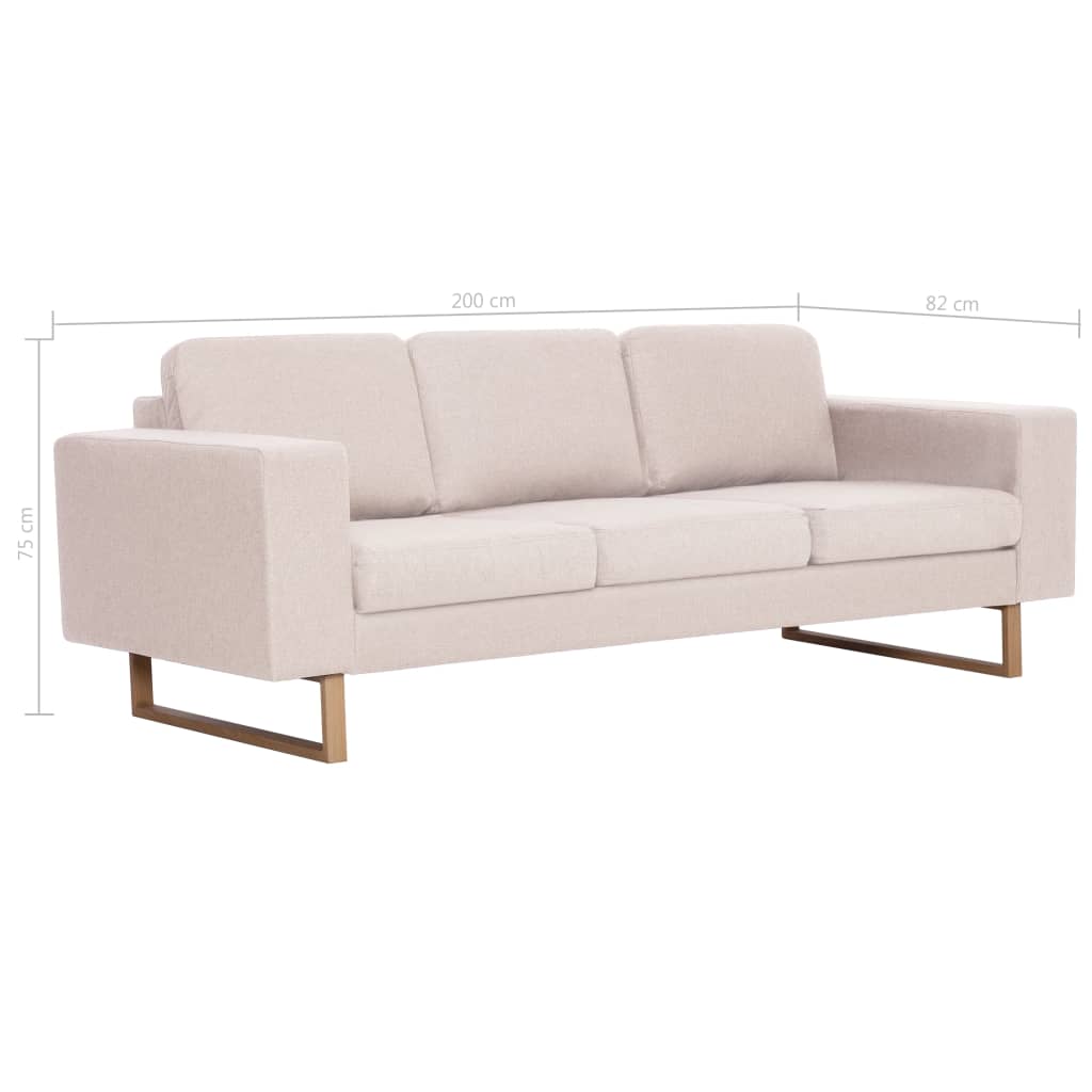 3-Sitzer-Sofa Stoff Cremeweiß