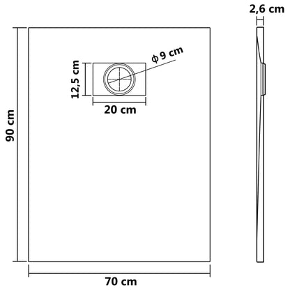 Duschwanne SMC Weiß 90×70 cm