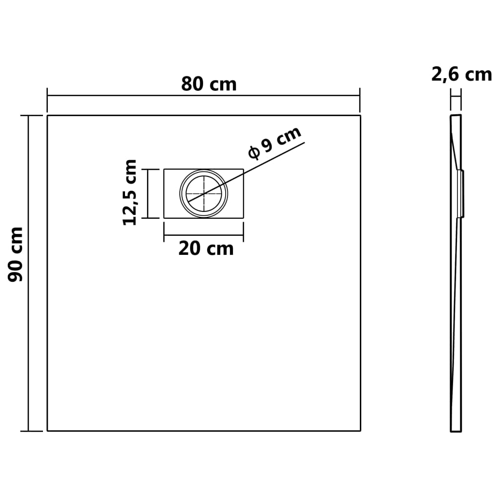 Duschwanne SMC Weiß 90×80 cm