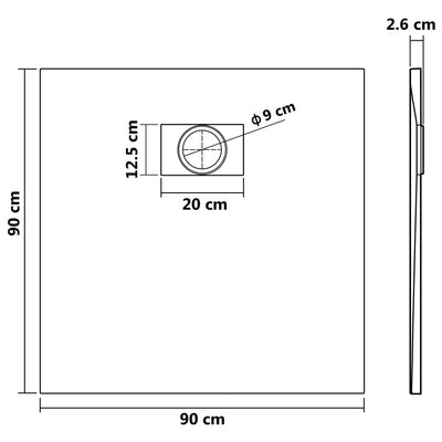 Duschwanne SMC Weiß 90×90 cm