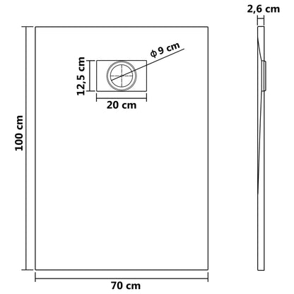 Duschwanne SMC Weiß 100×70 cm