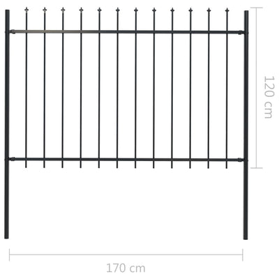 Gartenzaun mit Speerspitzen Stahl 1,7 x 1,2 m Schwarz