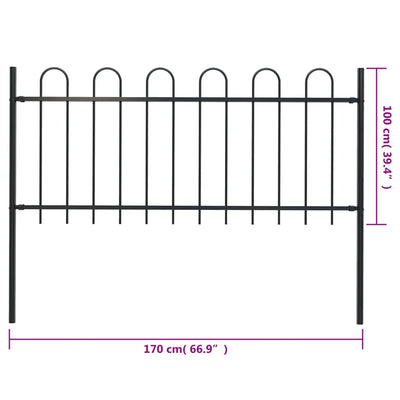 Gartenzaun mit Bügel-Design Stahl 1,7 m Schwarz