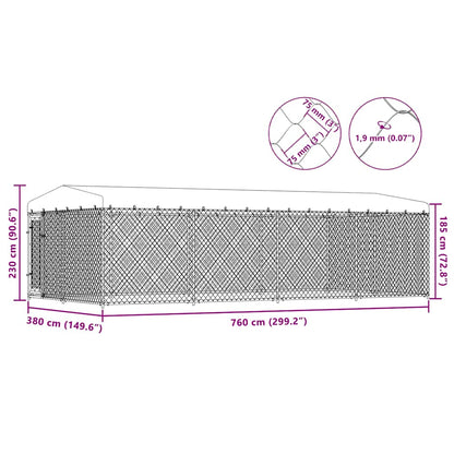 Cuccia per cani da esterno con tetto 7,6x3,8x2,3 m