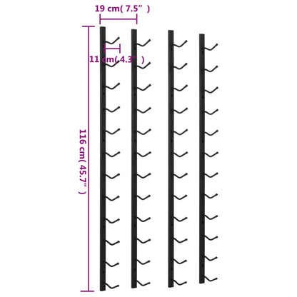 Wand-Weinregale für 12 Flaschen 2 Stk. Schwarz Eisen