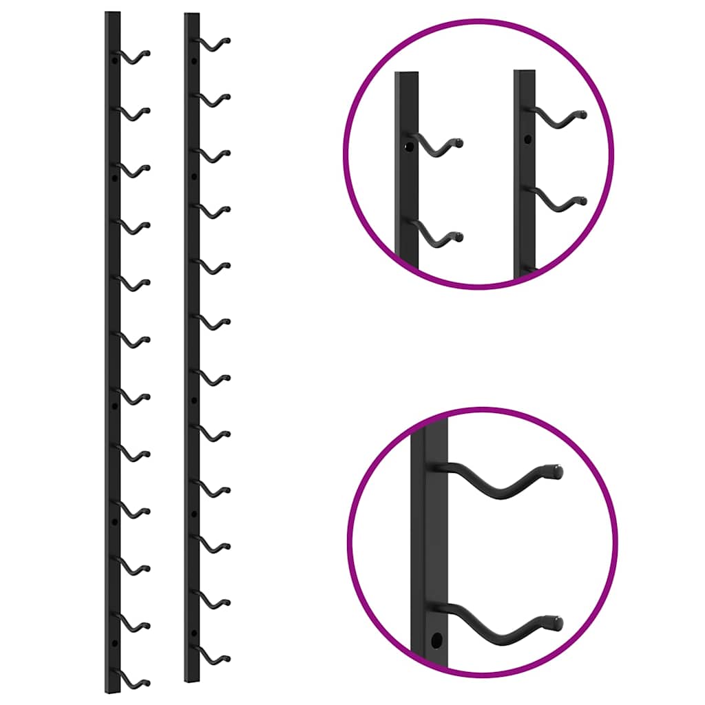 Wand-Weinregale für 12 Flaschen 2 Stk. Schwarz Eisen