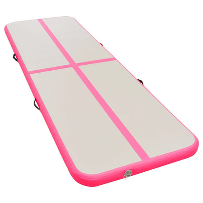 Aufblasbare Gymnastikmatte mit Pumpe 300×100×10 cm PVC Rosa