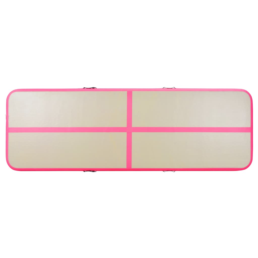 Aufblasbare Gymnastikmatte mit Pumpe 400x100x10 cm PVC Rosa