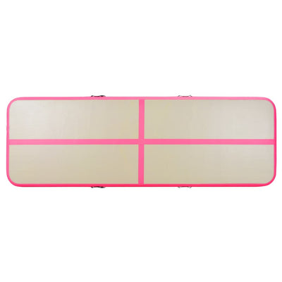 Aufblasbare Gymnastikmatte mit Pumpe 400x100x10 cm PVC Rosa