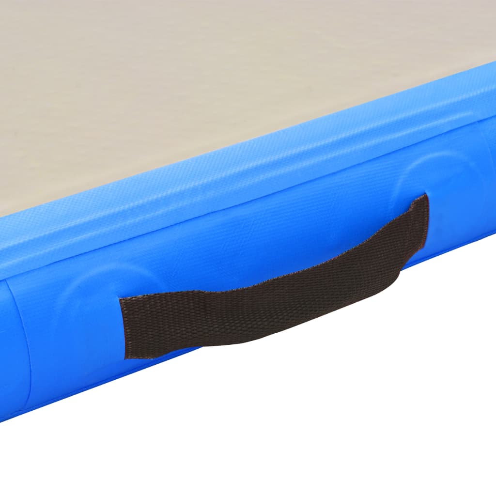 Aufblasbare Gymnastikmatte mit Pumpe 400x100x10 cm PVC Blau