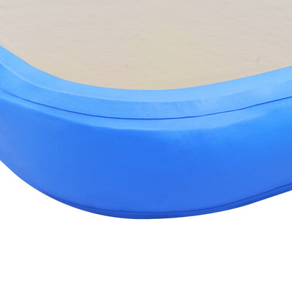 Aufblasbare Gymnastikmatte mit Pumpe 400x100x10 cm PVC Blau