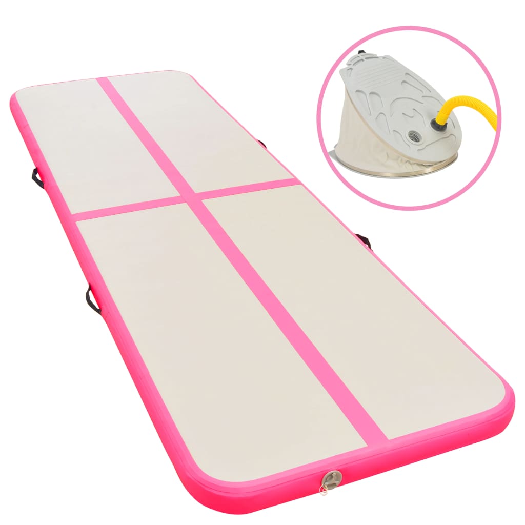 Aufblasbare Gymnastikmatte mit Pumpe 500x100x10 cm PVC Rosa