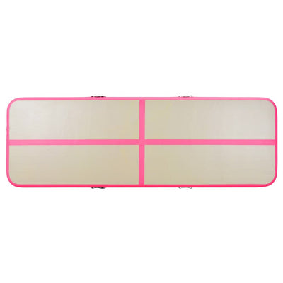 Aufblasbare Gymnastikmatte mit Pumpe 500x100x10 cm PVC Rosa