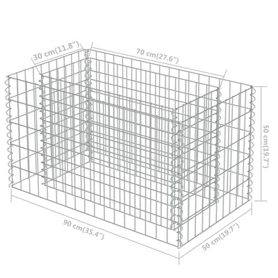 Gabionen-Hochbeet Verzinkter Stahl 90×50×50 cm