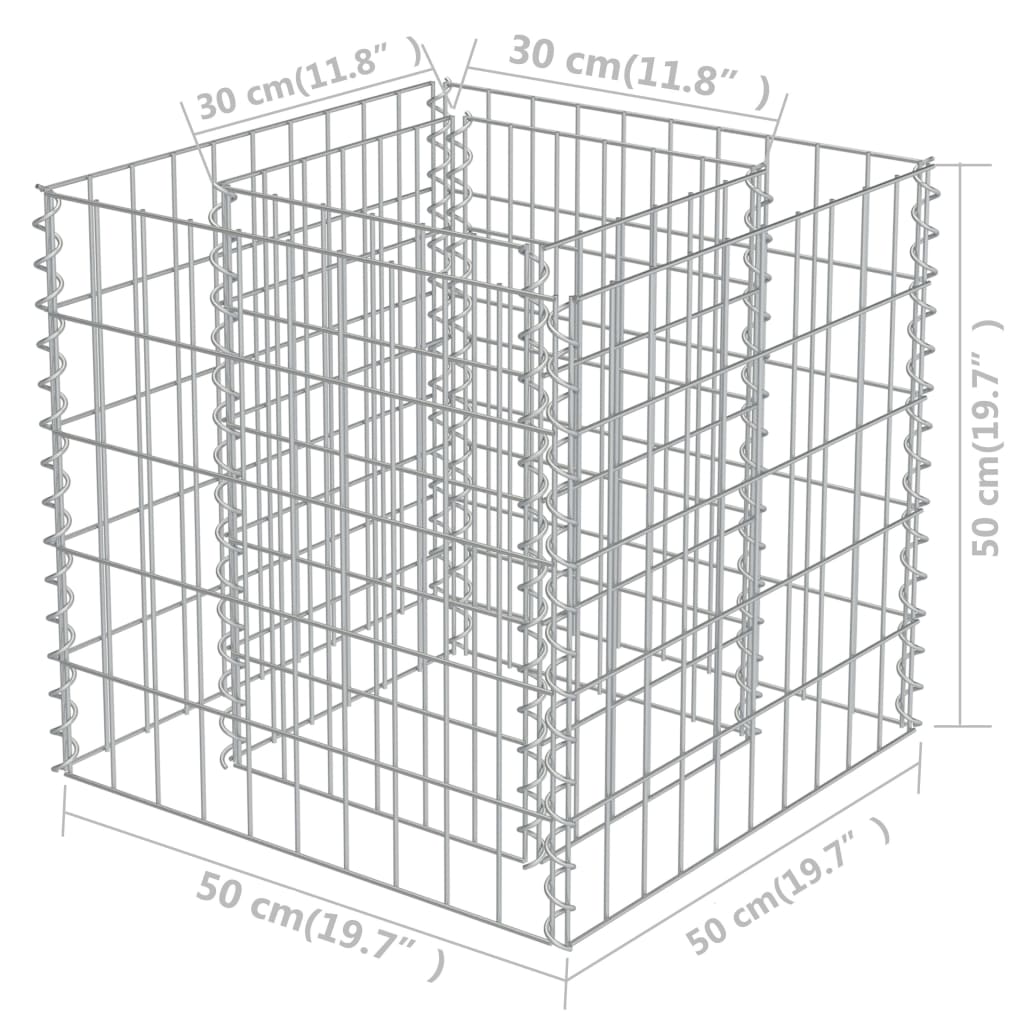 vidaXL Gabionen-Hochbeet Verzinkter Stahl 50×50×50 cm