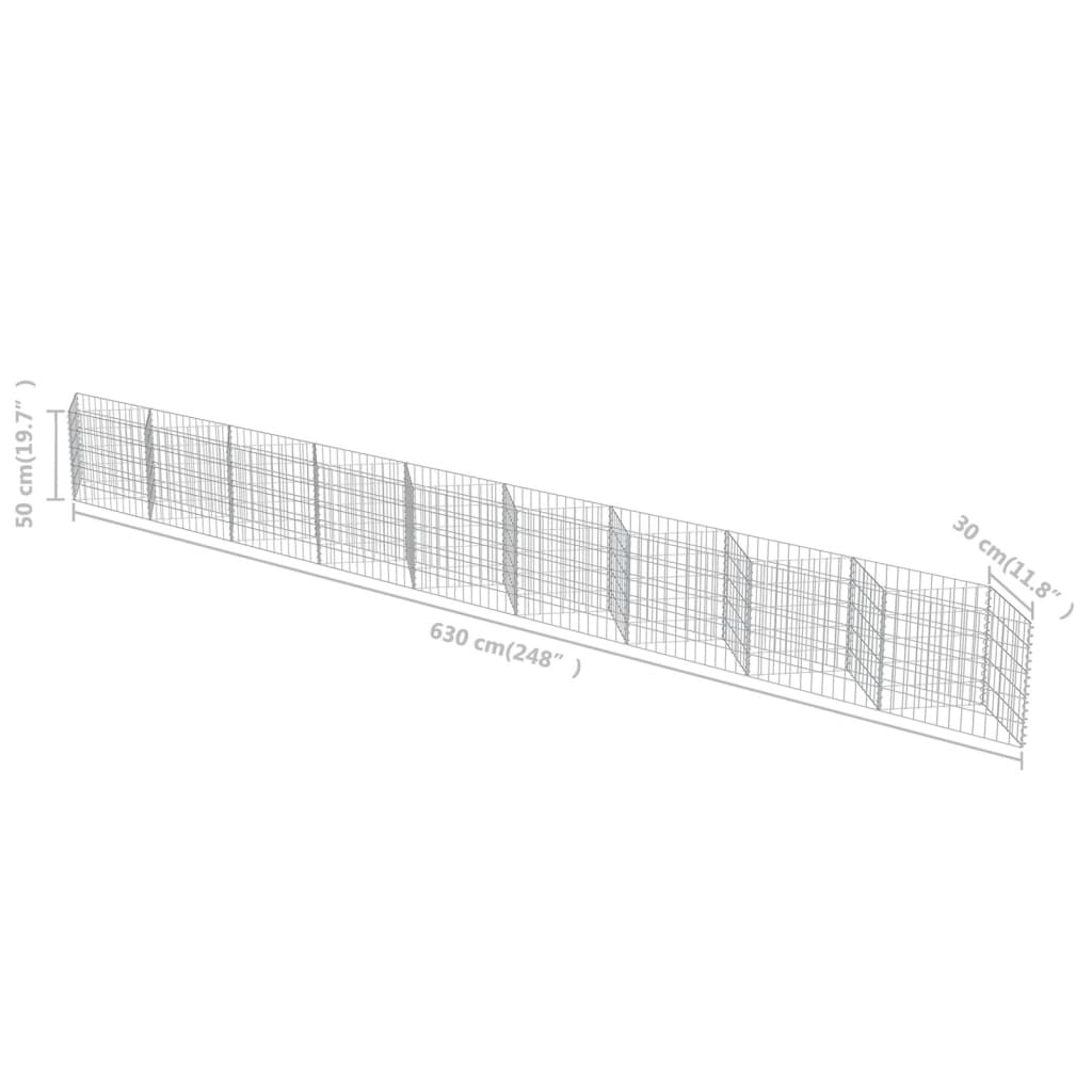 Gabionenwand Verzinkter Stahl 630×30×50 cm