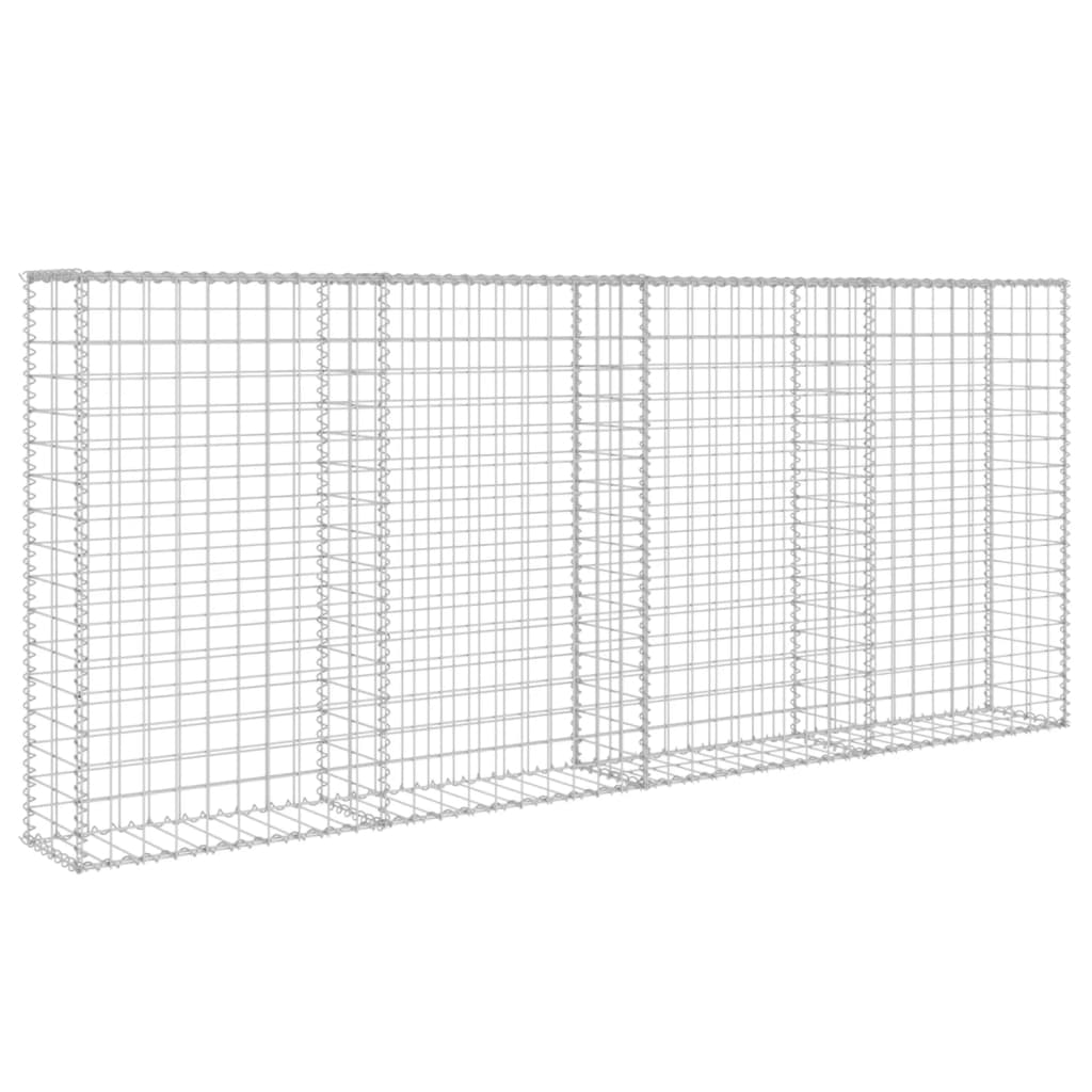 Gabionenwand mit Abdeckung Verzinkter Stahl 200×20×85 cm