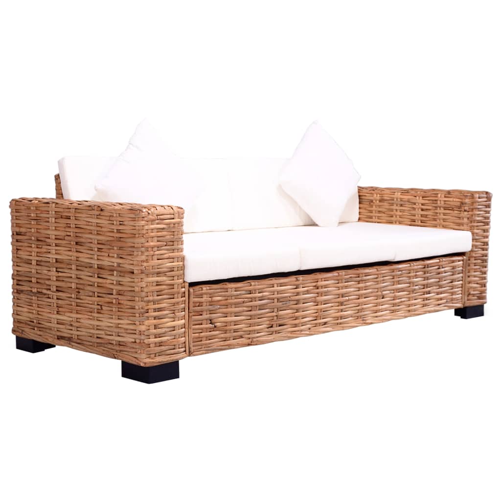 3-Sitzer Gartensofa Natürliches Rattan