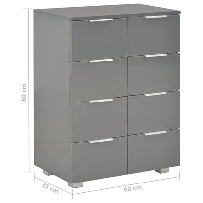 Sideboard Hochglanz-Grau 60x35x80 cm Holzwerkstoff