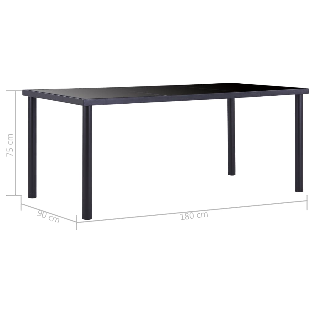 Esstisch Schwarz 180 x 90 x 75 cm Hartglas