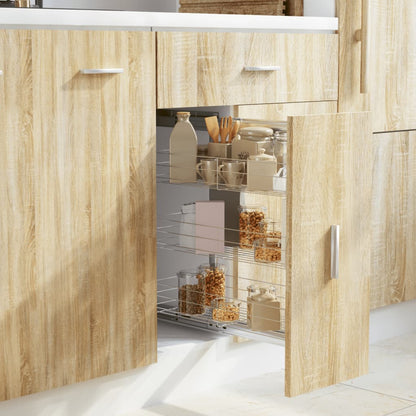 Cestello da cucina estensibile a 3 ripiani, argento, 47x25x56 cm