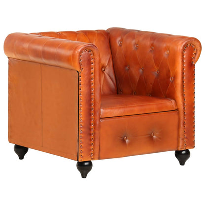 Chesterfield-Sessel Hellbraun Echtleder