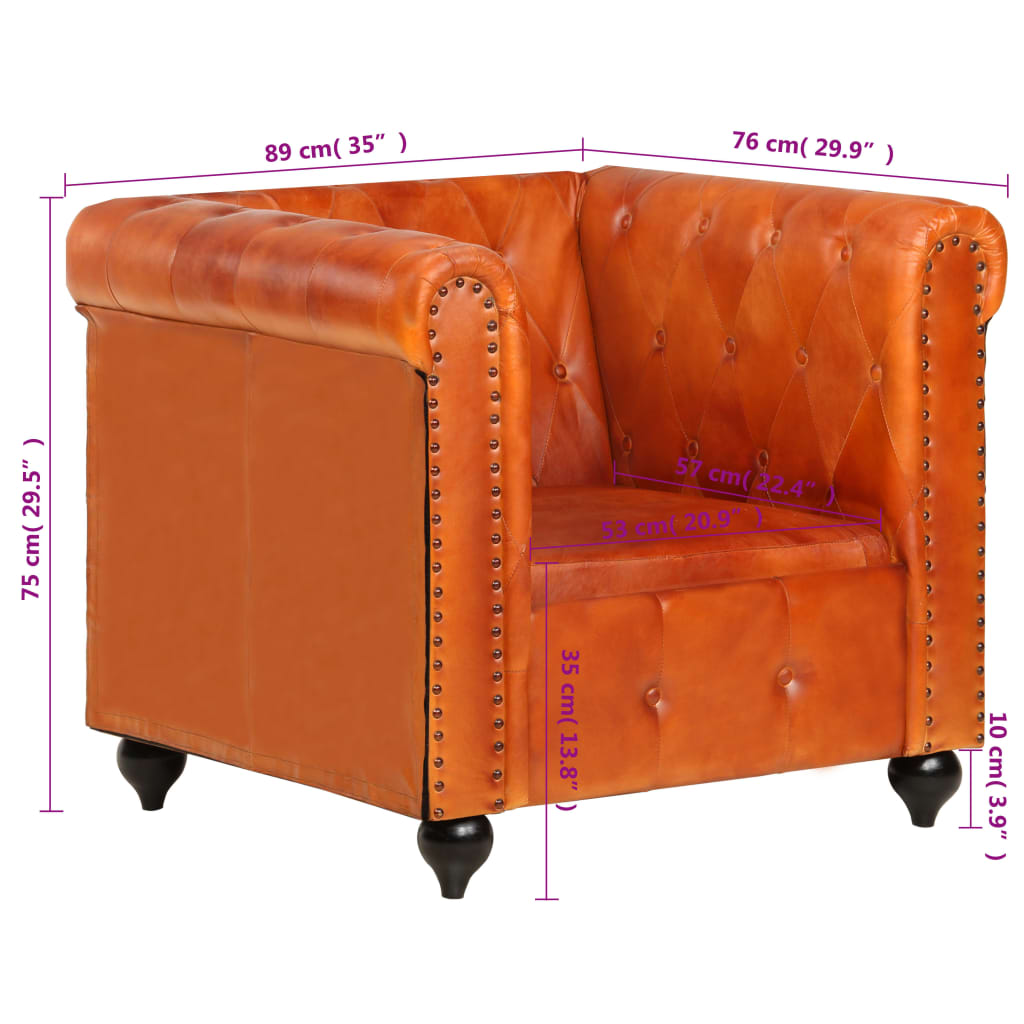 Chesterfield-Sessel Hellbraun Echtleder