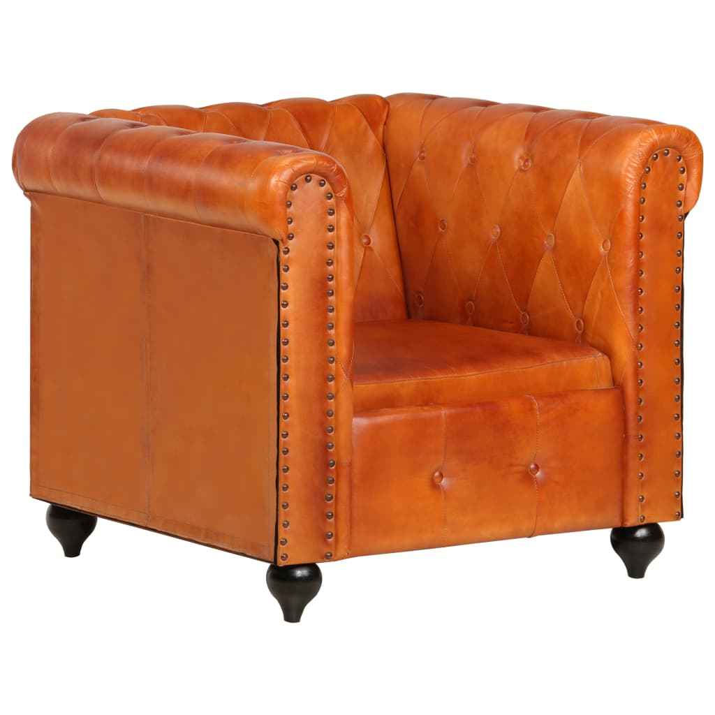 Chesterfield-Sessel Hellbraun Echtleder